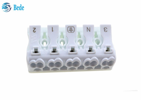 5 পোলস পুশ ইন তারের টার্মিনাল ব্লক লিভার বাদাম ইউনিভার্সাল তার এবং তারের সংযোগকারী 300V 15A
