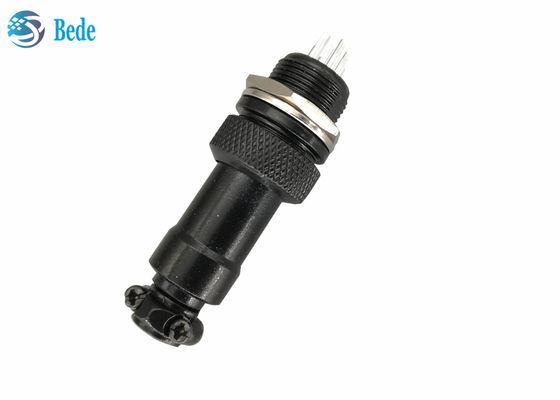 GX 12 এভিয়েশন সংযোগকারী কালো রঙ 5 6 7 পিন M12 প্যানেল মাউন্টিং সংযোগকারী