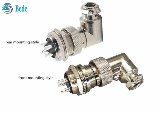 এভিয়েশন 200V 4A M16 ক্যাবল সংযোগকারী ডান কোণ মহিলা এবং প্যানেল মাউন্টিং পুরুষ 6 ~ 10 পিন