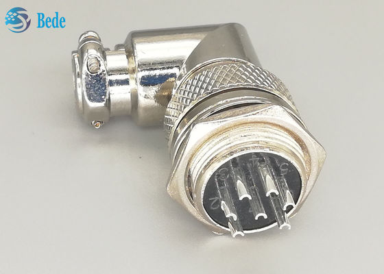 সিলভার প্লেটেড ৭ পিন gx16 ৯০ ডিগ্রী এভিয়েটর সংযোগকারী পুরুষ এবং মহিলা সেট