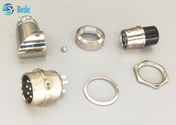 সিলভার প্লেটেড ৭ পিন gx16 ৯০ ডিগ্রী এভিয়েটর সংযোগকারী পুরুষ এবং মহিলা সেট