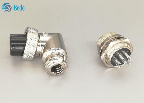 সিলভার প্লেটেড ৭ পিন gx16 ৯০ ডিগ্রী এভিয়েটর সংযোগকারী পুরুষ এবং মহিলা সেট