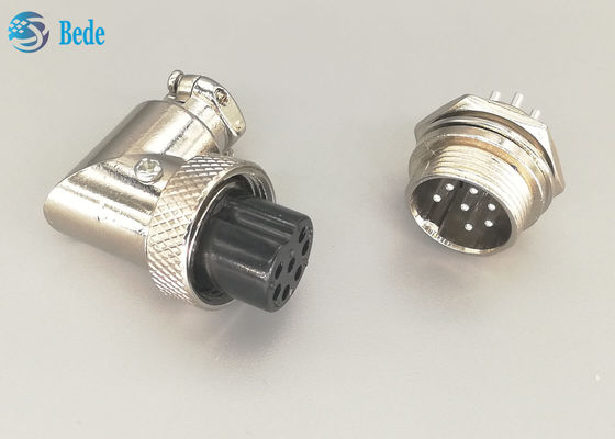 সিলভার প্লেটেড ৭ পিন gx16 ৯০ ডিগ্রী এভিয়েটর সংযোগকারী পুরুষ এবং মহিলা সেট