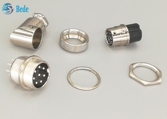 G×16 8 পিন পুরুষ এবং মহিলা এভিয়েশন সংযোগকারী প্লাগ L টাইপ সিলভার প্লেটেড প্লাগ