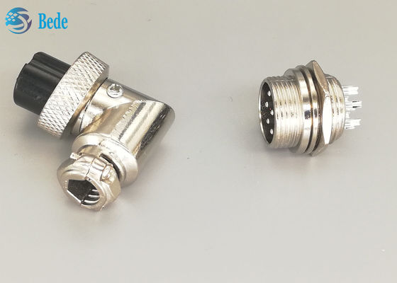 G×16 8 পিন পুরুষ এবং মহিলা এভিয়েশন সংযোগকারী প্লাগ L টাইপ সিলভার প্লেটেড প্লাগ