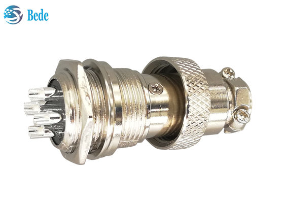RoHS এভিয়েশন স্ট্রেইট Gx16 4 পিন সংযোগকারী পুরুষ এবং মহিলা রূপালী ধাতুপট্টাবৃত প্লাগ