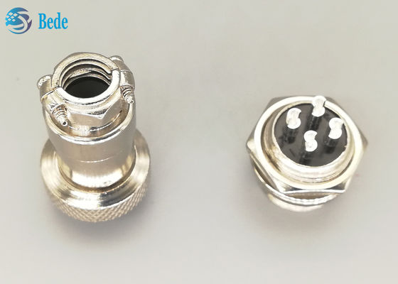 RoHS এভিয়েশন স্ট্রেইট Gx16 4 পিন সংযোগকারী পুরুষ এবং মহিলা রূপালী ধাতুপট্টাবৃত প্লাগ