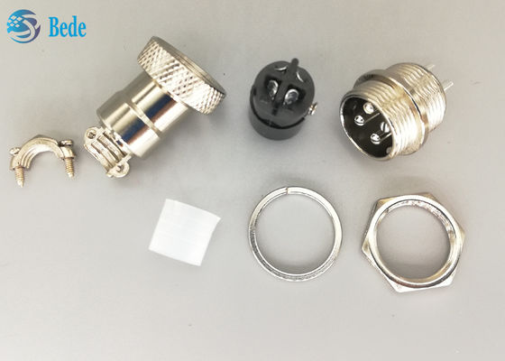 RoHS এভিয়েশন স্ট্রেইট Gx16 4 পিন সংযোগকারী পুরুষ এবং মহিলা রূপালী ধাতুপট্টাবৃত প্লাগ