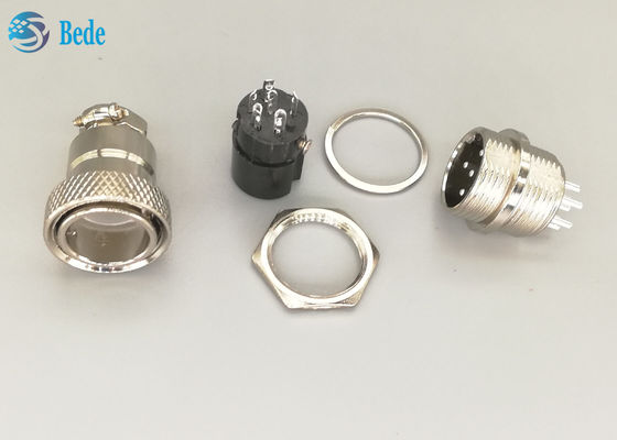 পুরুষ এবং মহিলা Gx16 6 পিন সংযোগকারী সোজা সিলভার প্লাস্টিক প্লাগ