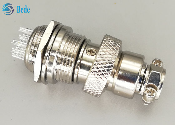 12 Pin Male And Female Gx16 Aviation Connector Straight Silver Plated Plug