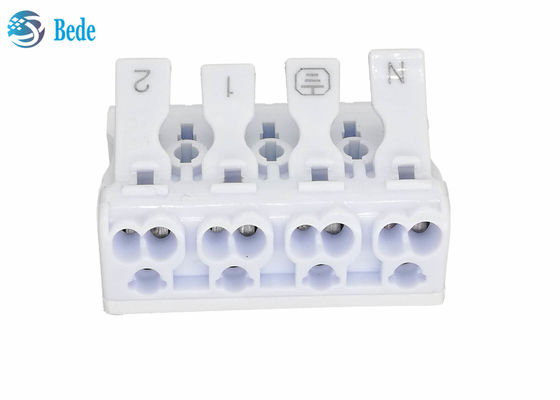 PA66 4 মেরু ধাক্কা - ইন ওয়্যার সংযোগকারী দ্রুত টার্মিনাল ব্লক লিভার বাদাম 450V 16A