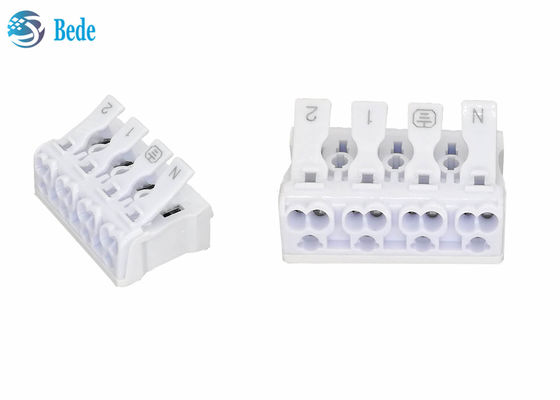 PA66 4 মেরু ধাক্কা - ইন ওয়্যার সংযোগকারী দ্রুত টার্মিনাল ব্লক লিভার বাদাম 450V 16A