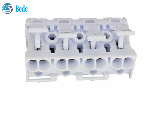 PA66 4 মেরু ধাক্কা - ইন ওয়্যার সংযোগকারী দ্রুত টার্মিনাল ব্লক লিভার বাদাম 450V 16A