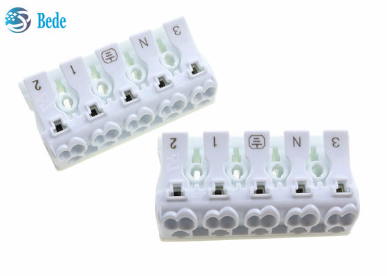 5 পোলস পুশ ইন তারের টার্মিনাল ব্লক লিভার বাদাম ইউনিভার্সাল তার এবং তারের সংযোগকারী 300V 15A