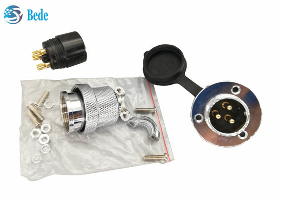 M25 বৃত্তাকার এভিয়েশন সংযোগকারী 4 পিন গোলাকার ফ্ল্যাঞ্জ এবং ডাস্ট কভার সহ 300V 20A