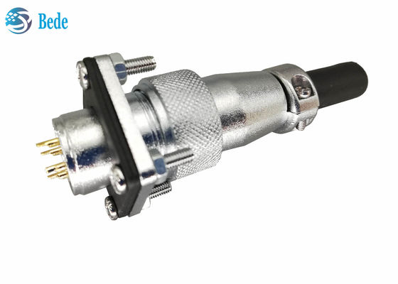 WS20 5 6 7 8 পিন সার্কুলার সংযোগকারী স্কয়ার ফ্ল্যাঞ্জ এবং ডাস্ট কভার সহ 500V 10A