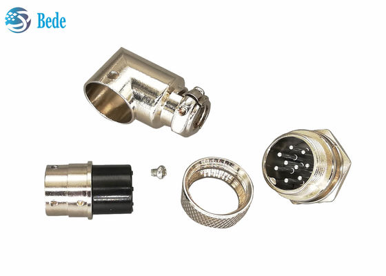 এভিয়েশন 200V 4A M16 ক্যাবল সংযোগকারী ডান কোণ মহিলা এবং প্যানেল মাউন্টিং পুরুষ 6 ~ 10 পিন