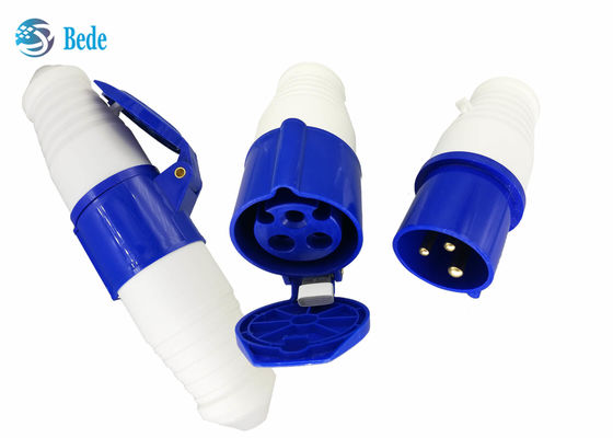 Single Phase Industrial Plug And Socket P+N+E Blue Color 220-250V 16A Coupler Type