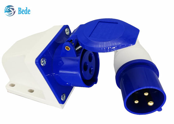 ২২০-২৫০V ১৬A শিল্প সংযোগকারী পুরুষ এবং মহিলা একক ফেজ ২P+E নীল রঙের ওয়াল মাউন্টেড প্রকার