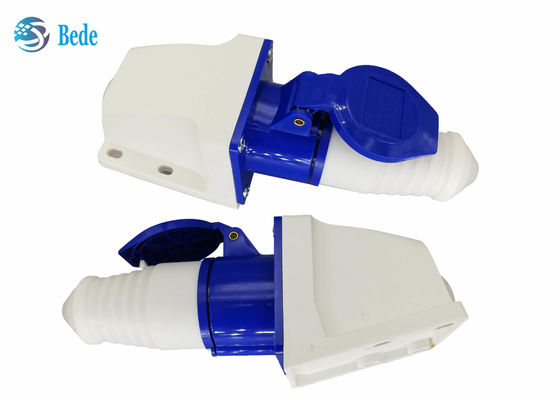 ২২০-২৫০V ১৬A শিল্প সংযোগকারী পুরুষ এবং মহিলা একক ফেজ ২P+E নীল রঙের ওয়াল মাউন্টেড প্রকার