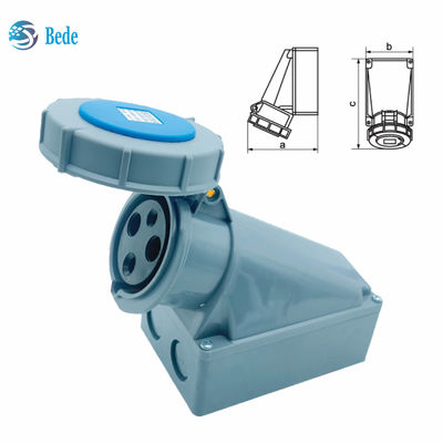 IP67 Industrial Plug Socket 3Pins Designed For 220~250V 63A / 125A Wall Mounting Type