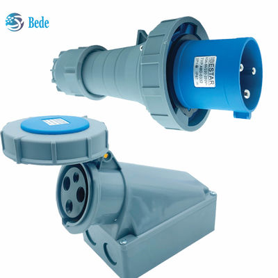 IP67 Industrial Plug Socket 3Pins Designed For 220~250V 63A / 125A Wall Mounting Type