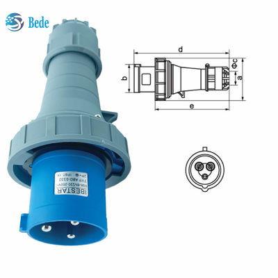বর্তমান 63A 125A শিল্প প্লাগ সকেট প্যানেল মাউন্টিং টাইপ 3 পিন (2P+E) IP67 220~250V
