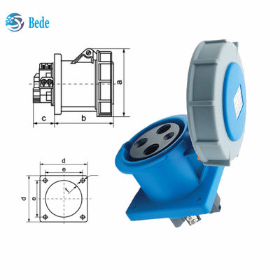বর্তমান 63A 125A শিল্প প্লাগ সকেট প্যানেল মাউন্টিং টাইপ 3 পিন (2P+E) IP67 220~250V