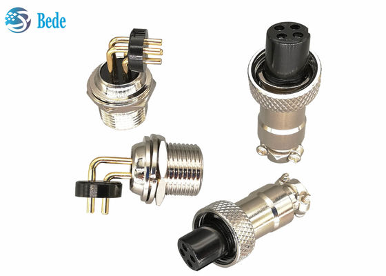 রাইট অ্যাঙ্গেল 3A 200V Gx12 এভিয়েশন সংযোগকারী, নিকেল প্লেটেড জিঙ্ক অ্যালয় সহ